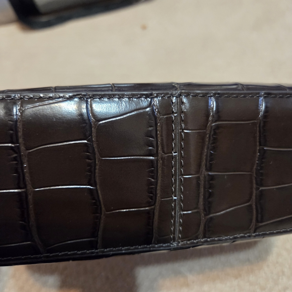 Michael Kors Dark Brown Crocodile-Embossed Shoulder Bag EUC Designer Luxury - Picture 6 of 16